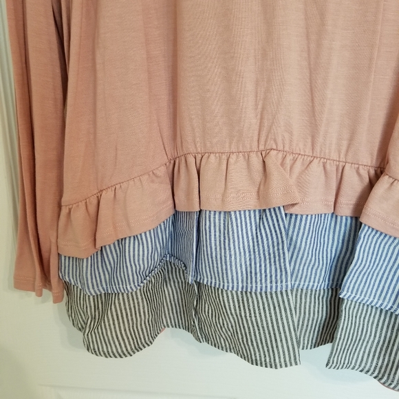 Mauve Long Sleeve Ruffled Hem Top - Picture 7 of 8